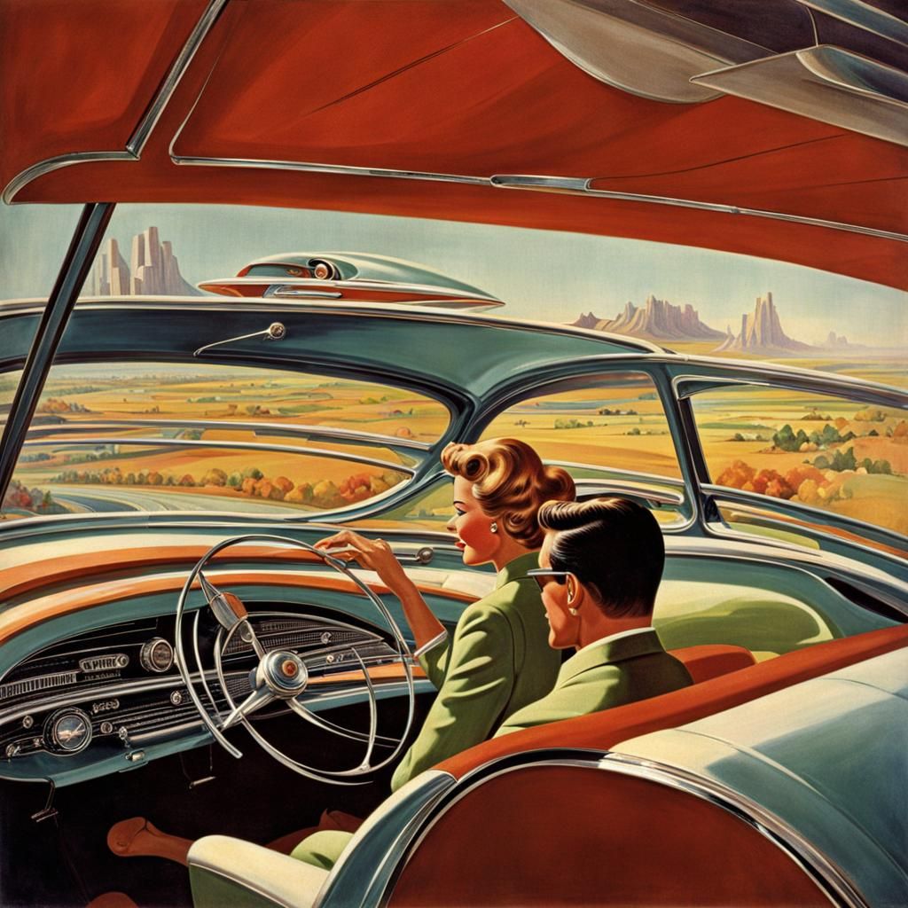 Late 1950s, Early 1960s Retro-Futuristic Vehicle Interior "W...