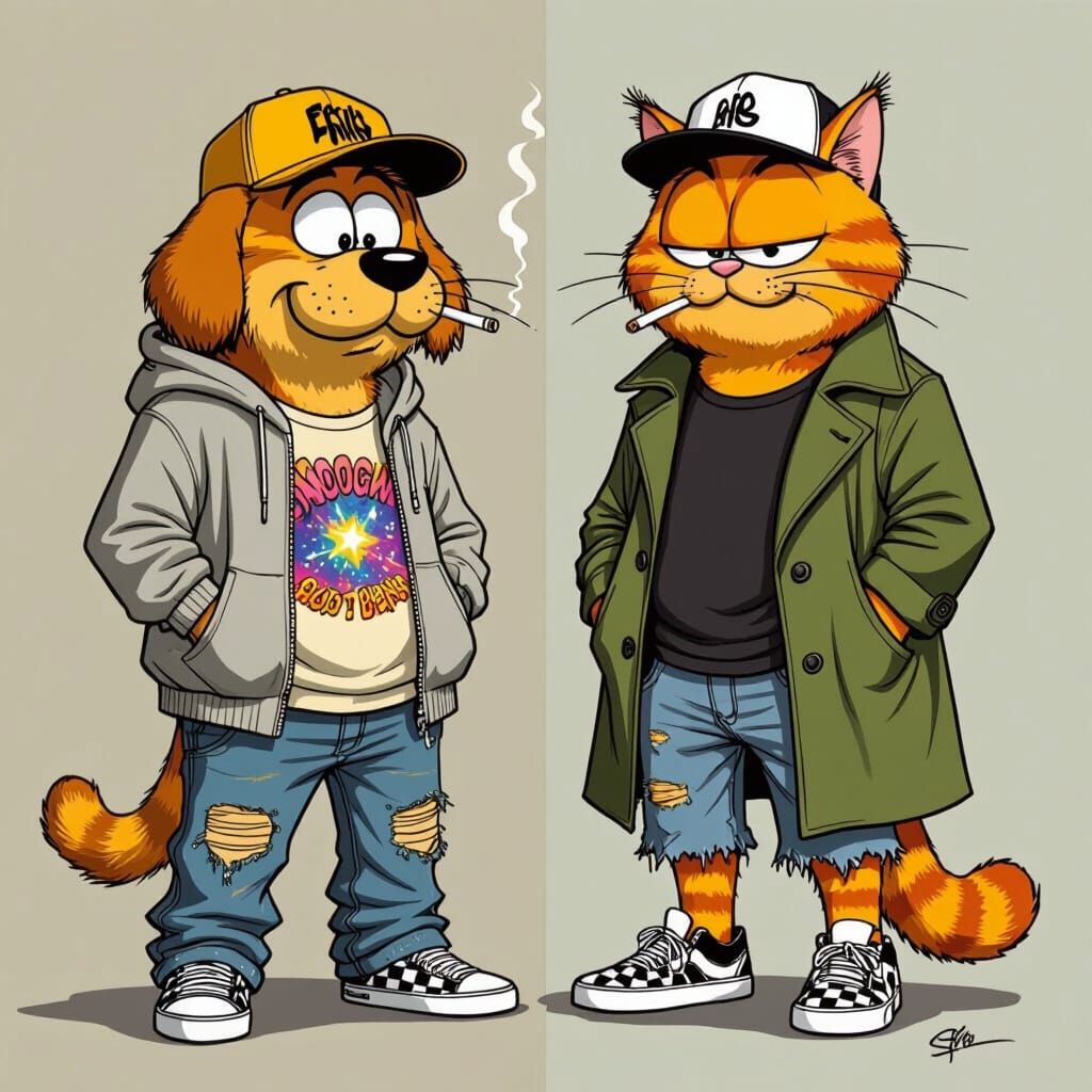 Garfield and Odie as Jay and Silent Bob