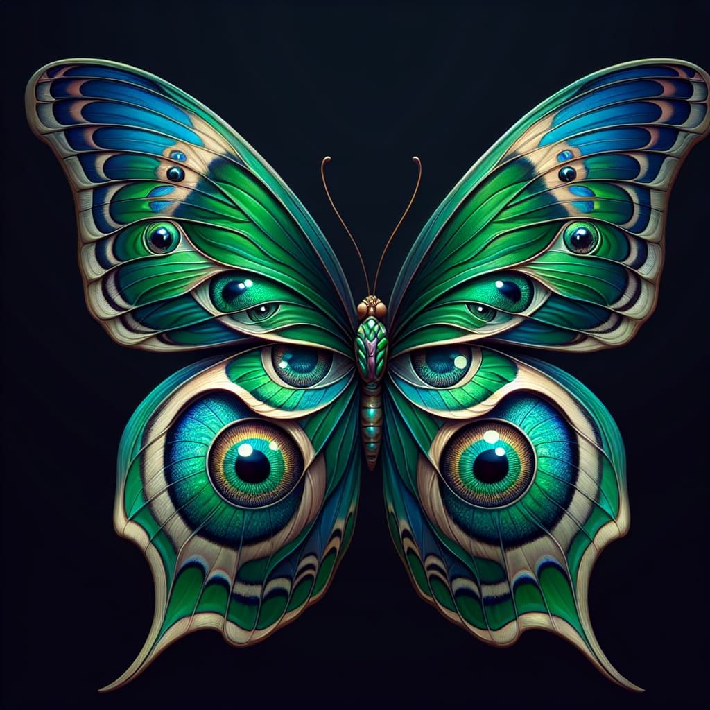 Religious Figure's Eye: A Butterfly of Vivid Colors