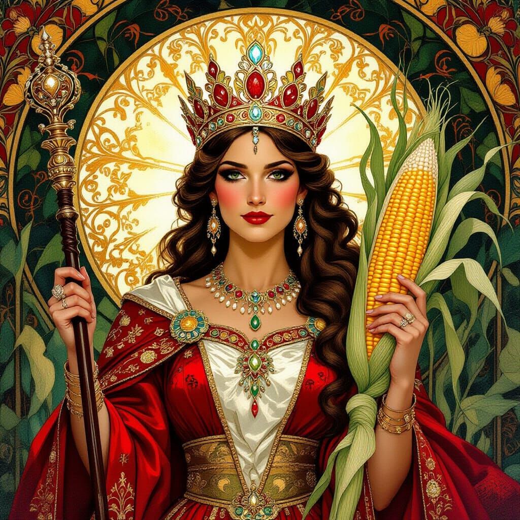 Regal Queen in Opulent Corn Regalia