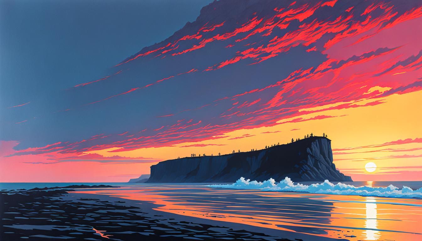 Nuckelavee on Sea Coast in Gouache Style