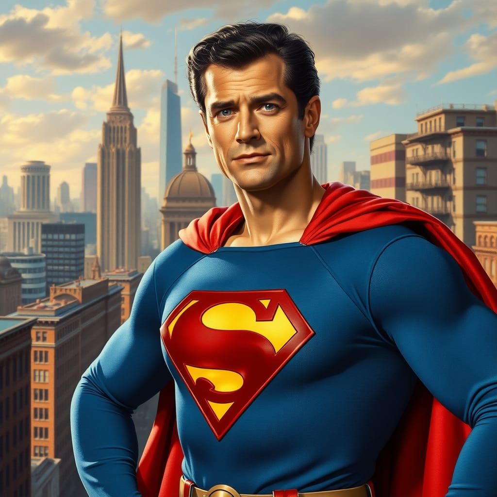 Gregory Peck as Vintage Superman in 1940s Metropolis