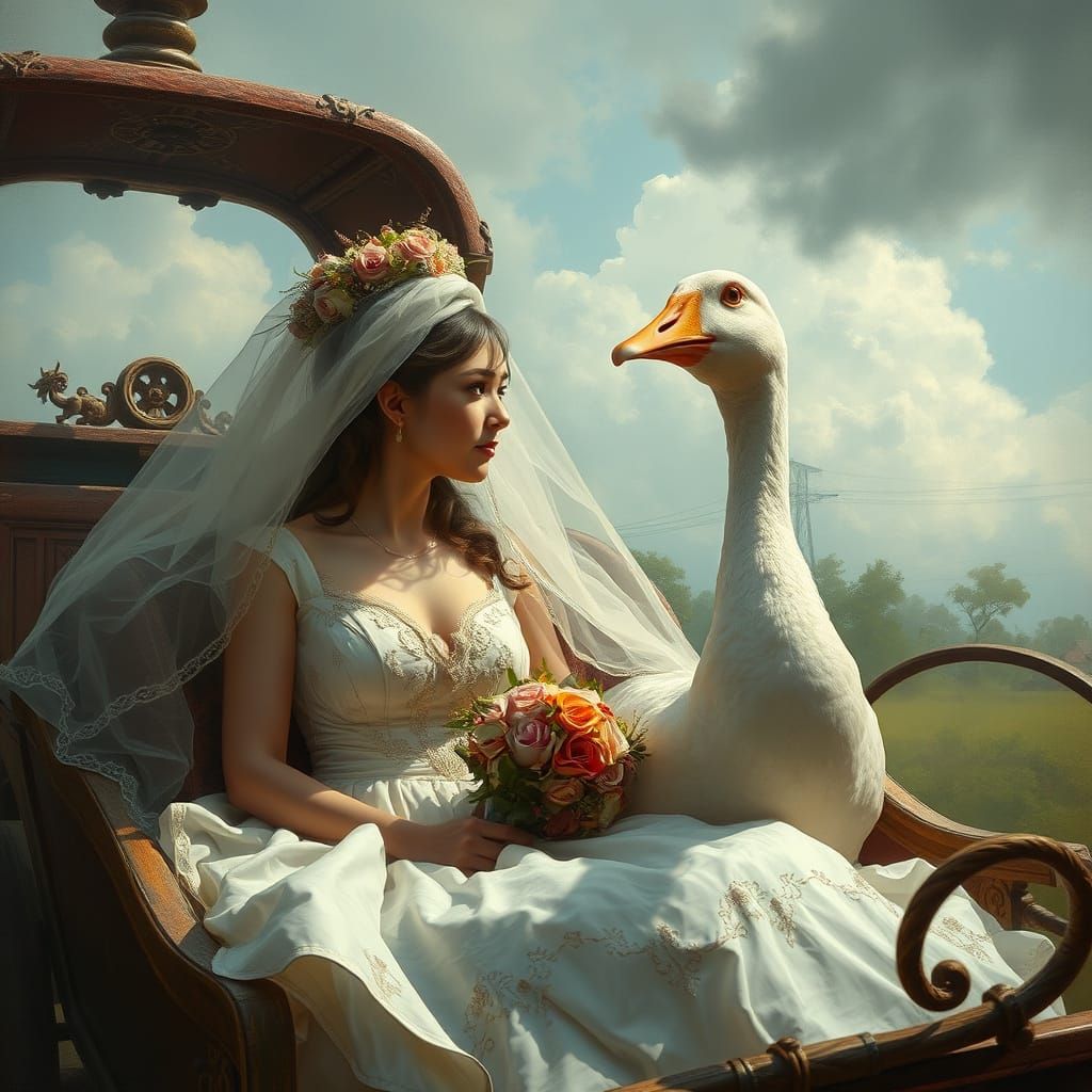 Dark clouds are gathering over there. What do you think, is he the right one? My lucky goose.