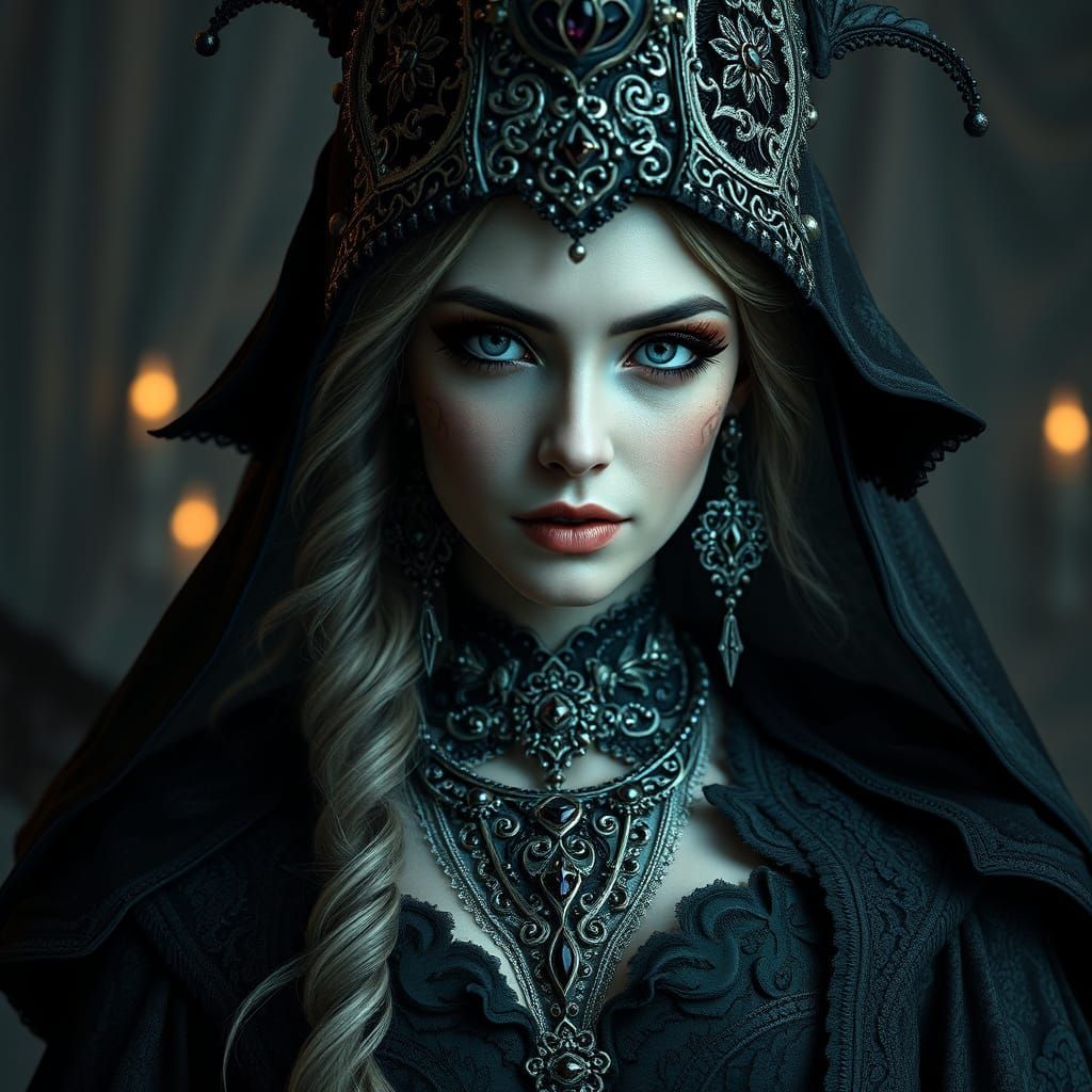 Gothic Sorceress Portrait with Mystical Attire