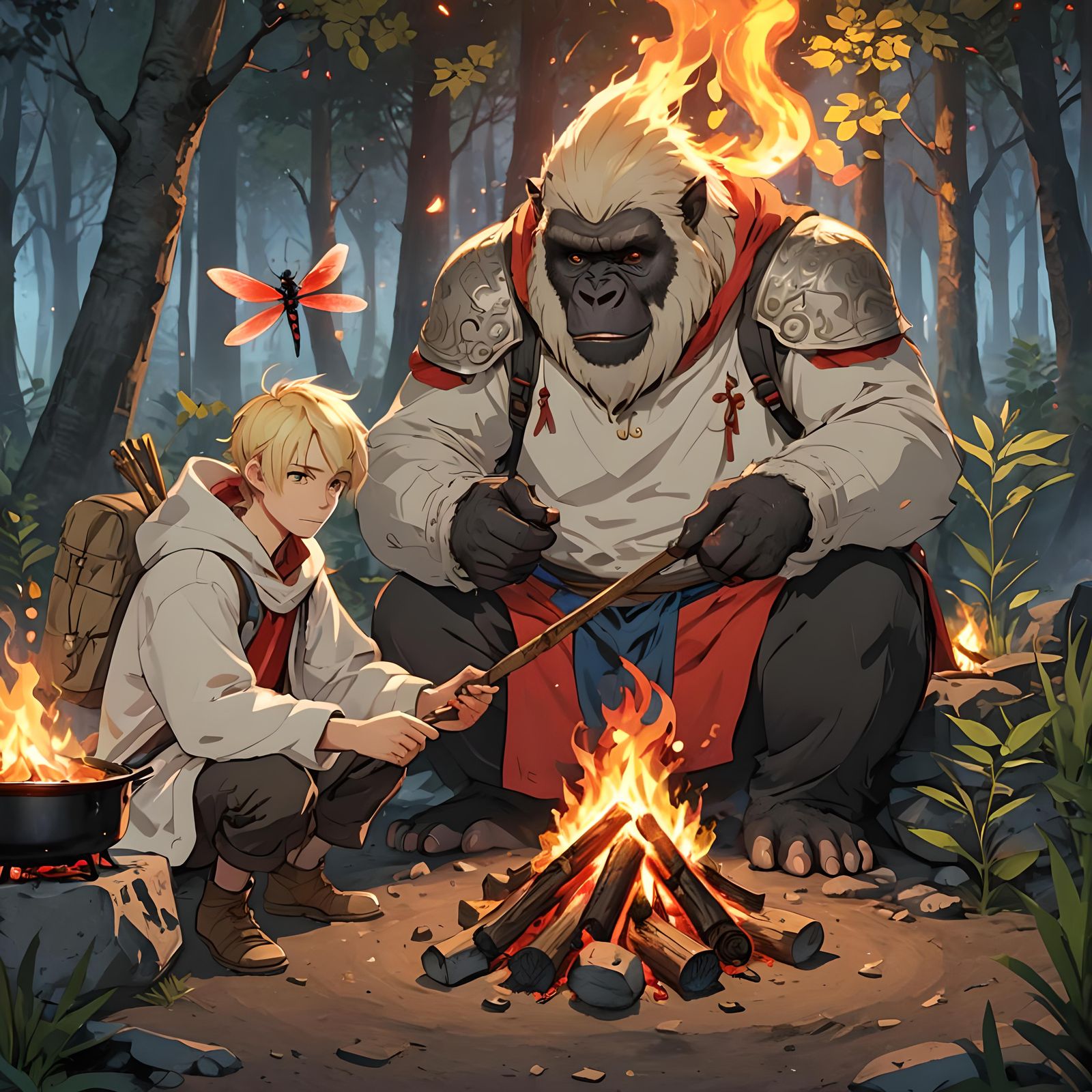 Fantasy Wizard Campsite in Anime Style