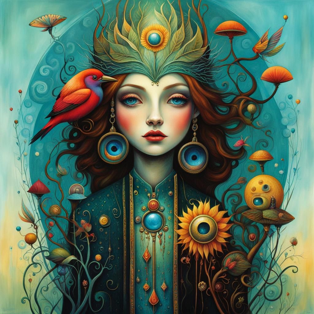 Whimsical Ink Illustration with Volumetric Lighting