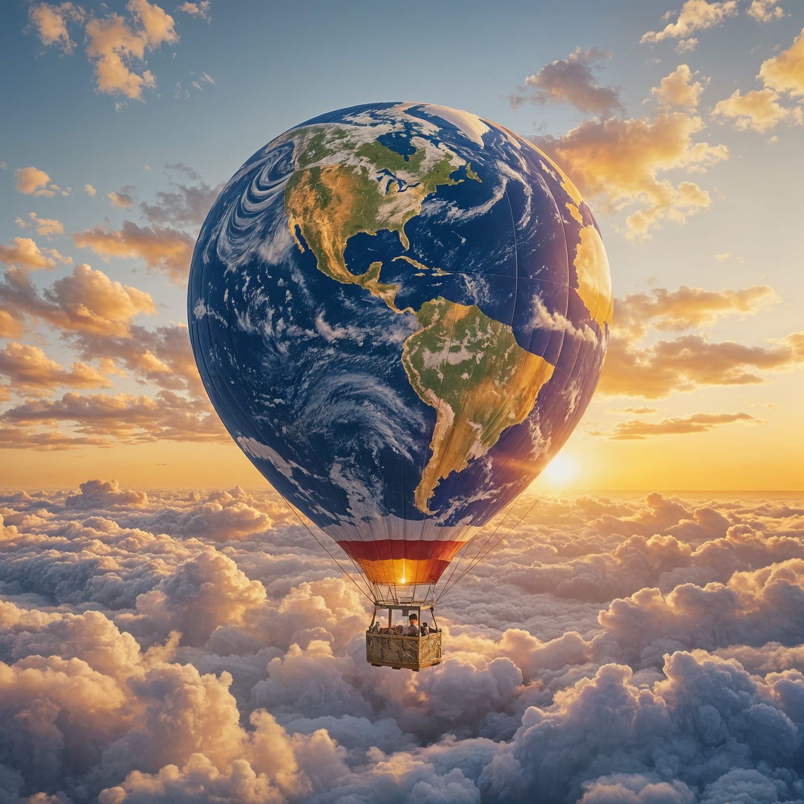 Earth Hot Air Balloon at Golden Hour