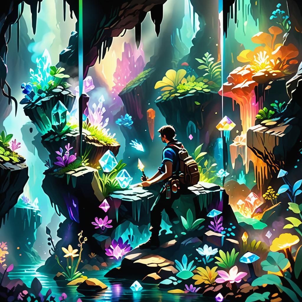 Adventurer Finds Jewels in Bioluminescent Cavern