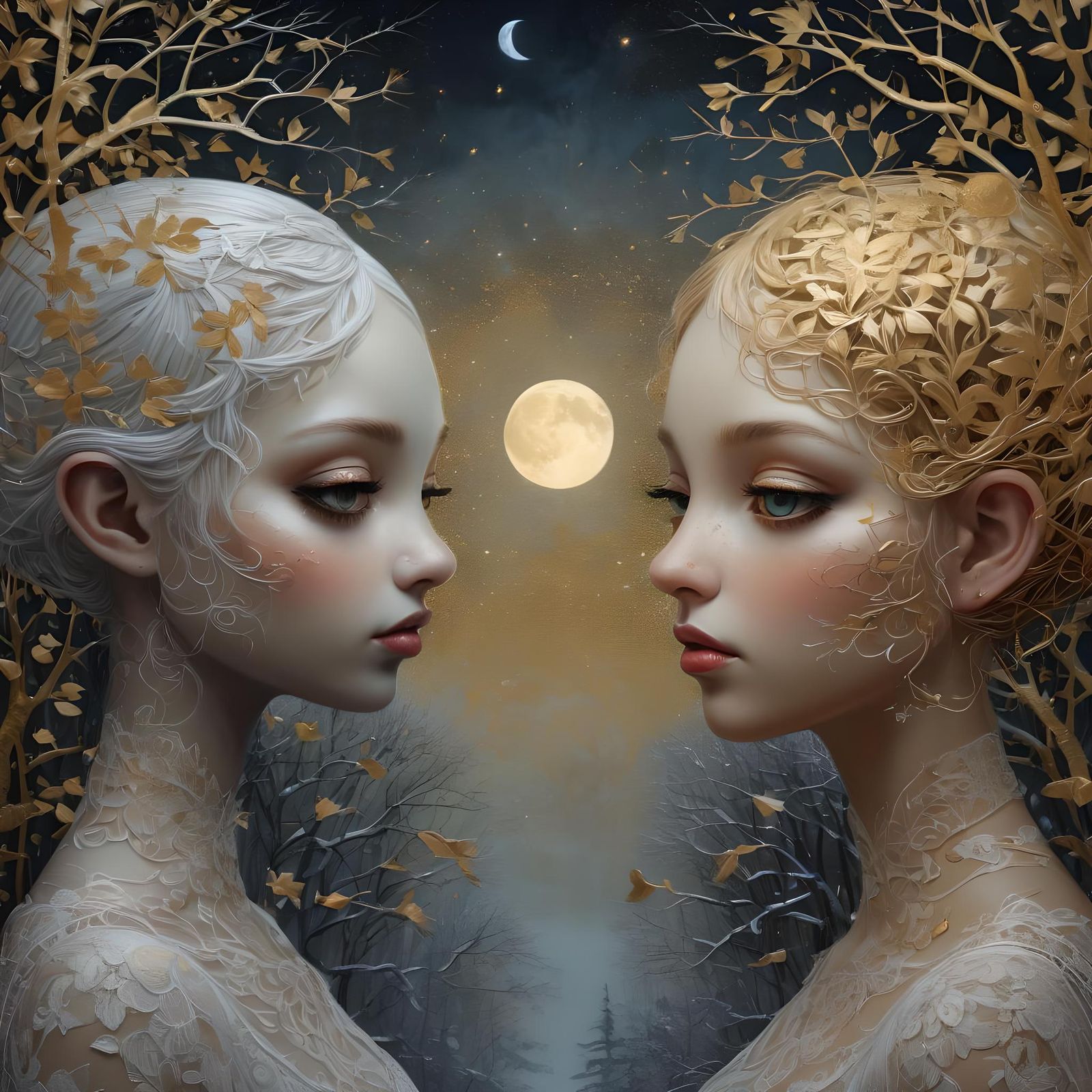 Contrasting Girls Portrait: Night and Day Opposites