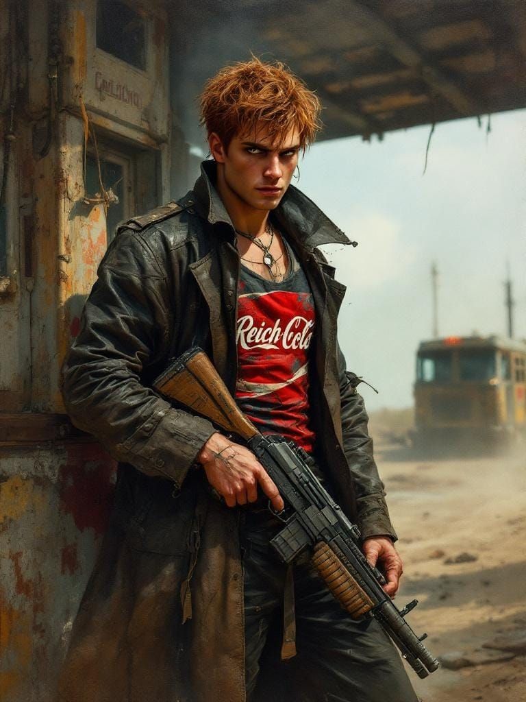 Post-Apocalyptic Transgender Man in Oil Painting Style