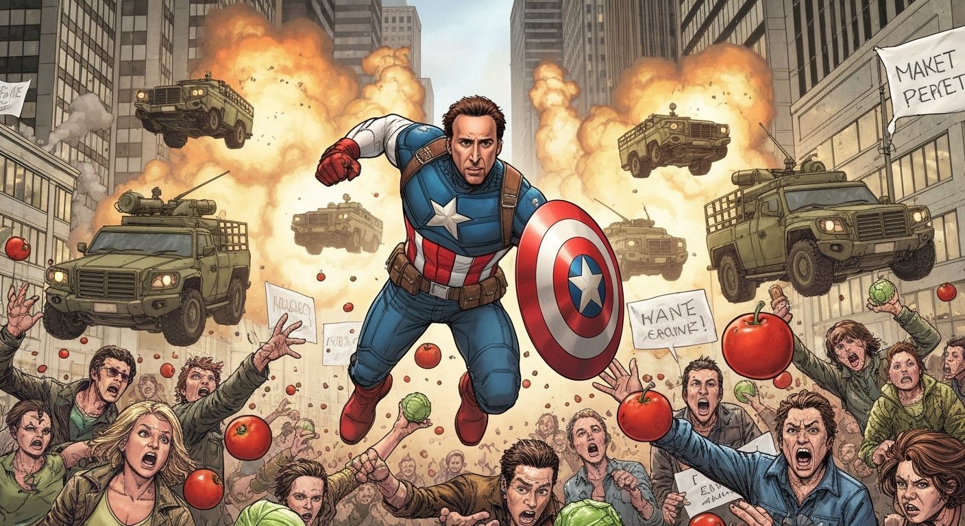 Nicholas Cage as Captain America in Explosive Times Square B...