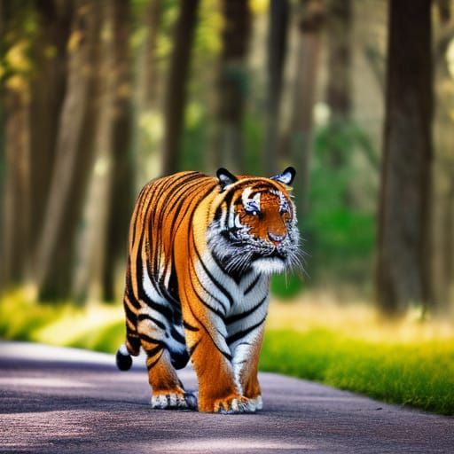 Running Tiger Captured with Bokeh Effect