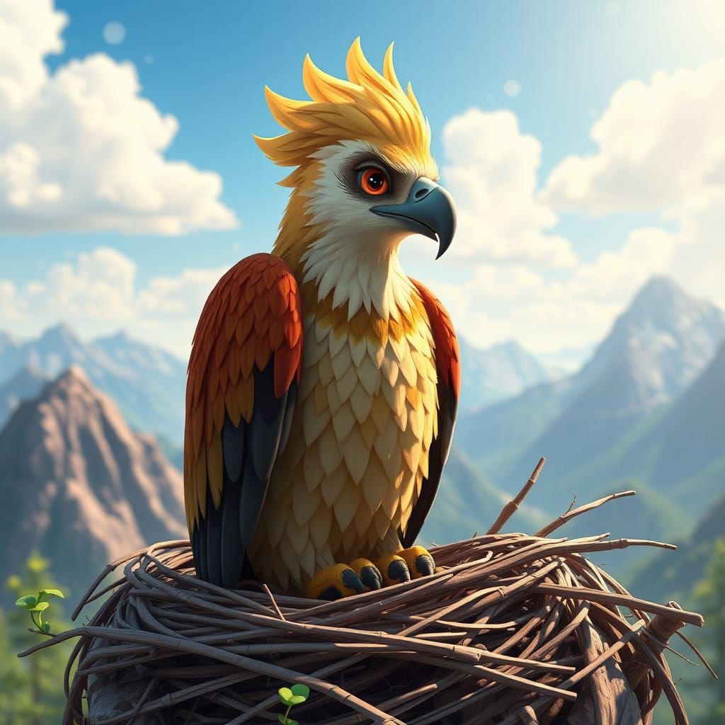 Majestic Eagle Portrait in Whimsical 3D Style