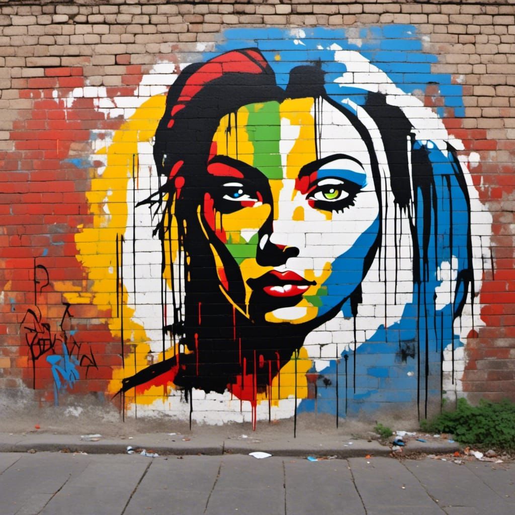 Neo-Expressionist Optical Illusion Graffiti Mural