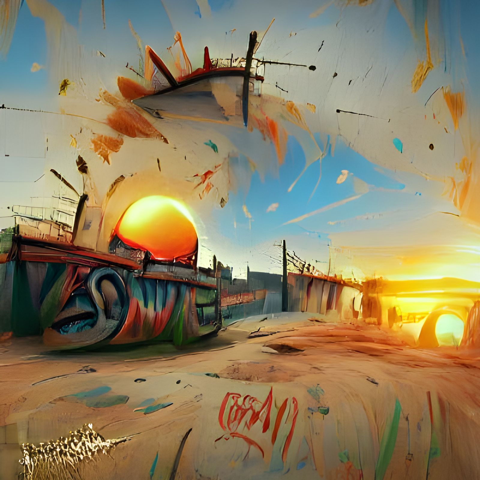 Vintage Sunset Graffiti in 8K Resolution