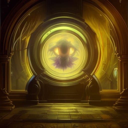 Luminous Eyes in Divine Machine: Dark Fantasy Concept Art