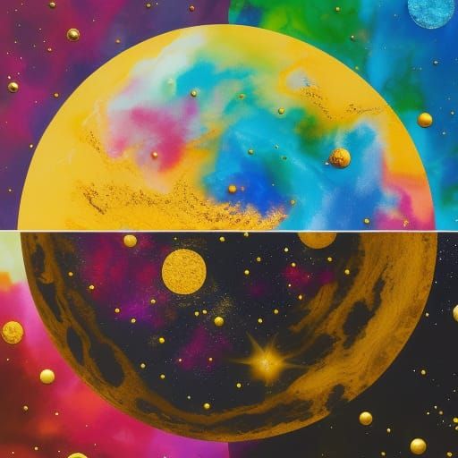 Planets in Space: Colorful Splash Art