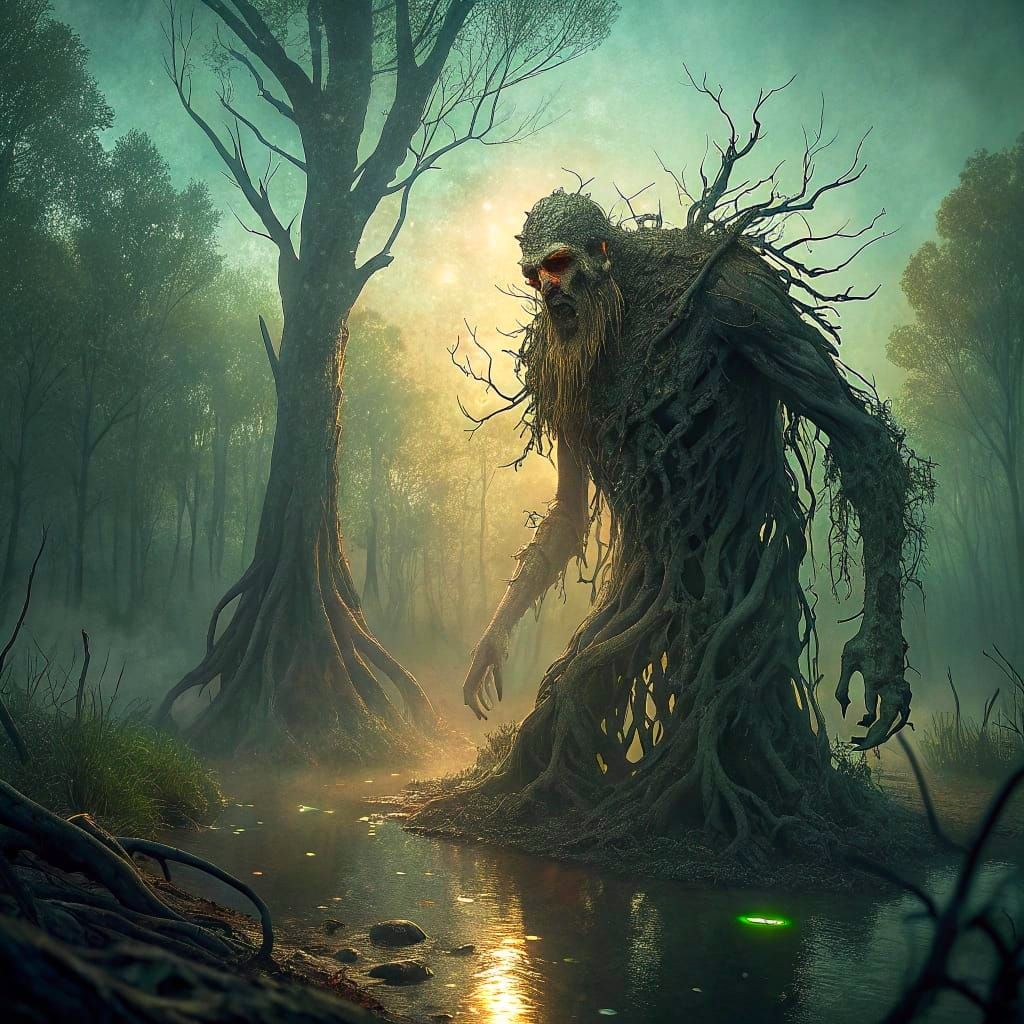 Ethereal Swamp Guardian in Gnarled Wood and Mists