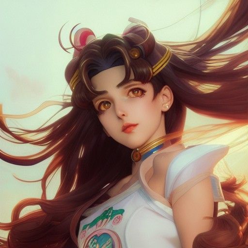 Sailor moon brown hair, 8k resolution concept art portrait b...