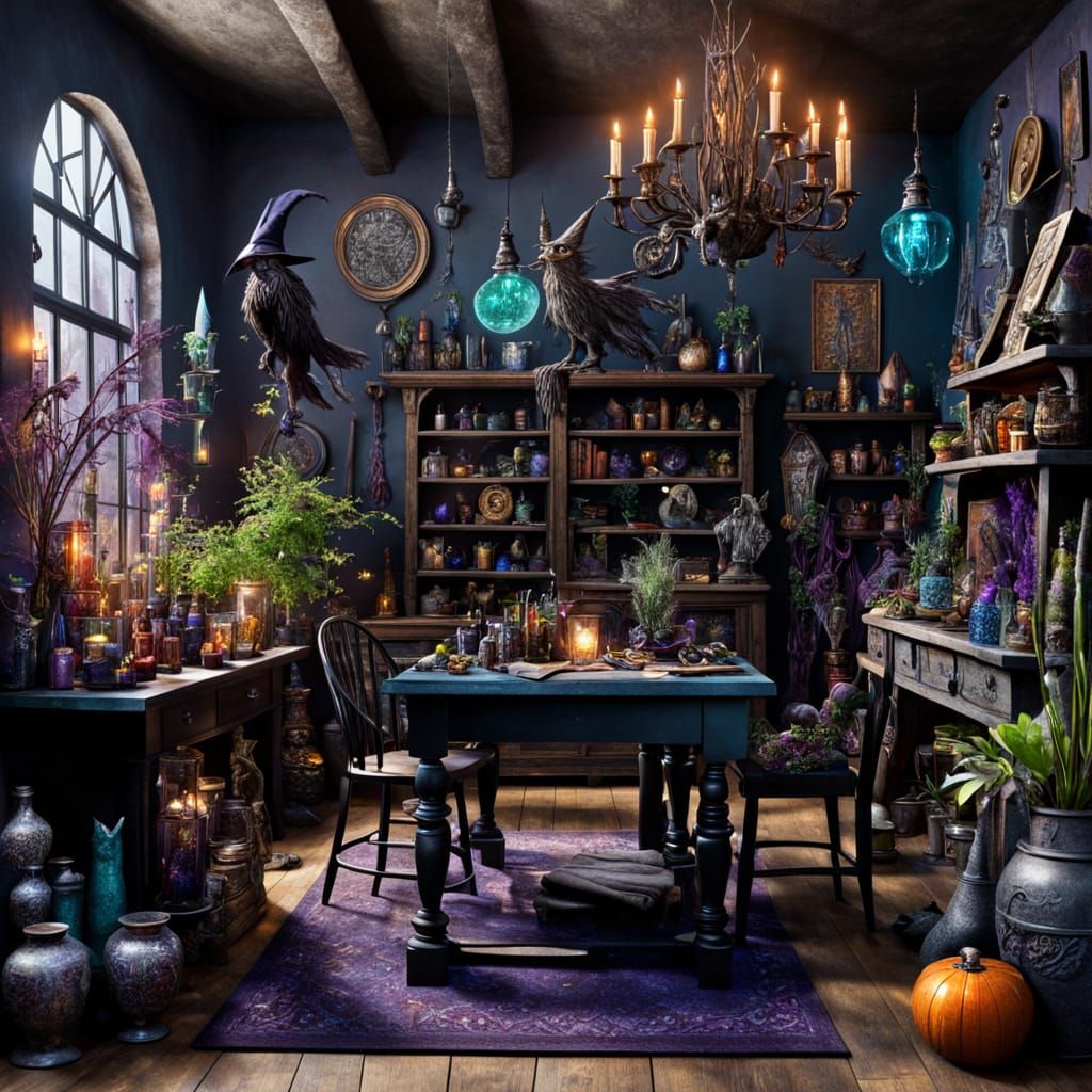 Whimsical Wizard's Lair in Vibrant Colors