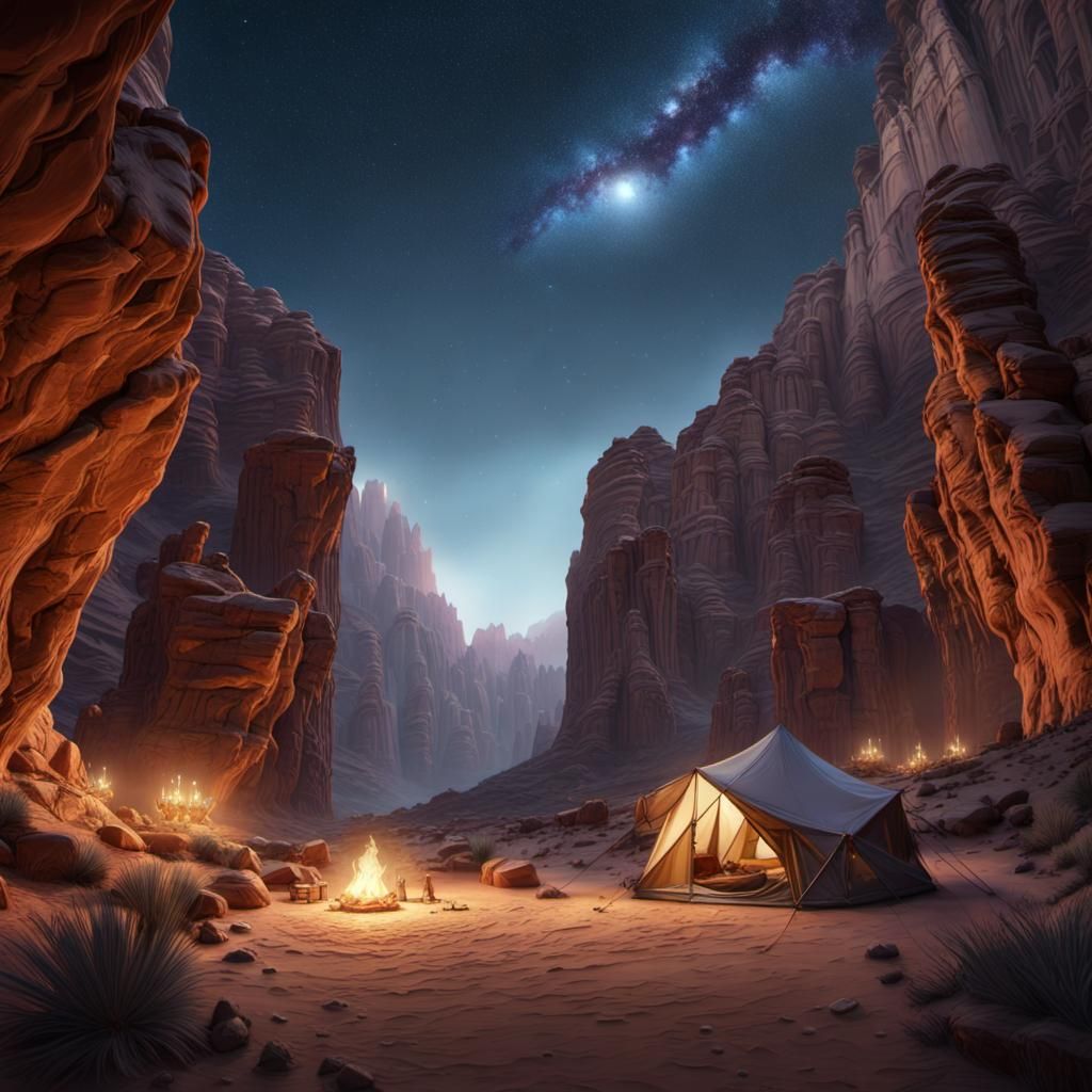 Starlit Desert Camp in Fantasy Canyon