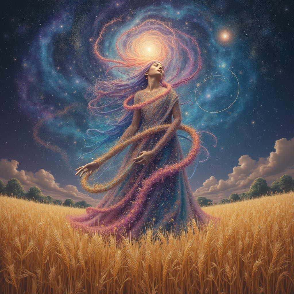 Cosmic Deity Manifests in Wheat Field