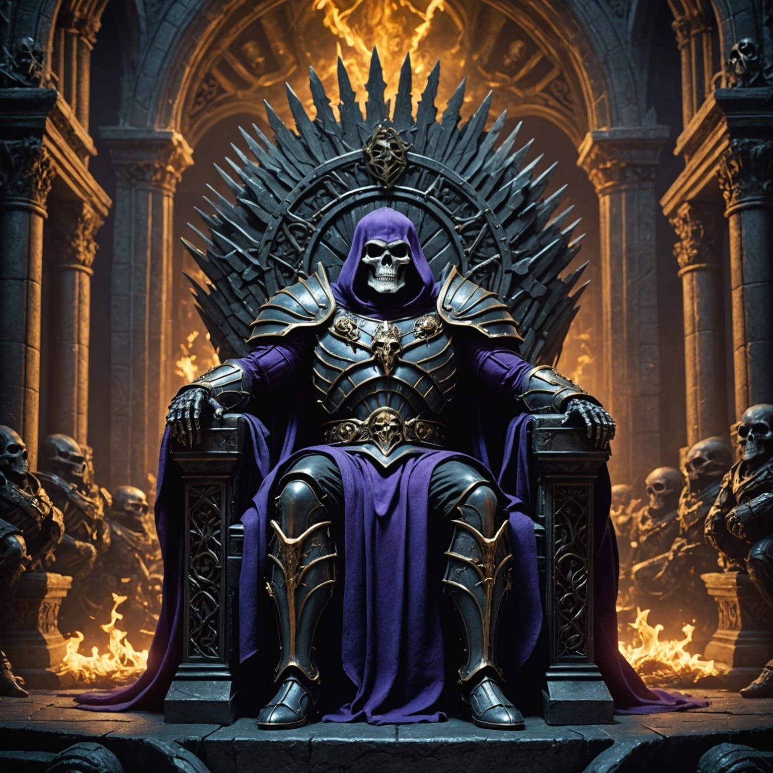 Skeletor on the Iron Throne: Epic Digital Art