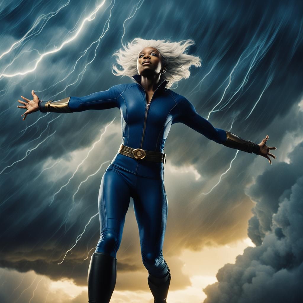 Storm, Heroic Figure in Turbulent Stormy Sky