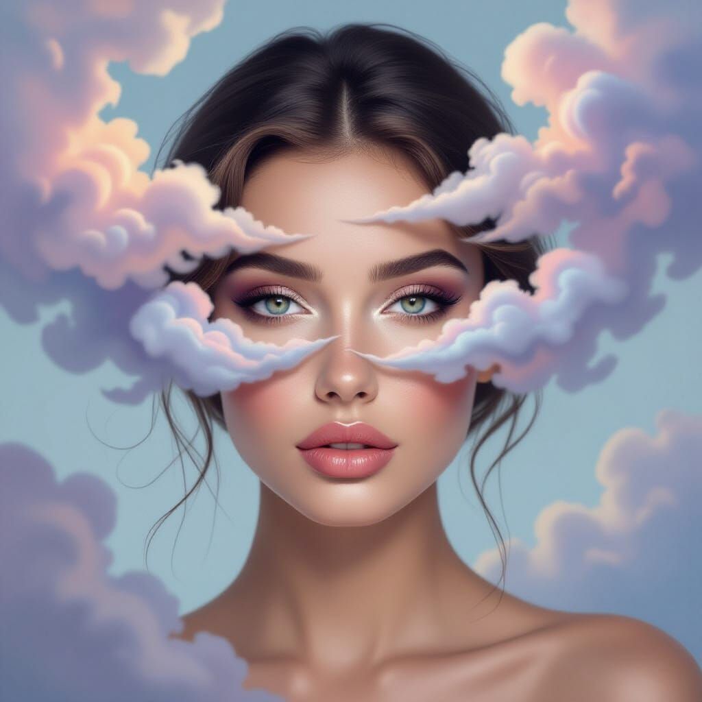 Ethereal Woman Portrait in Airbrush Style