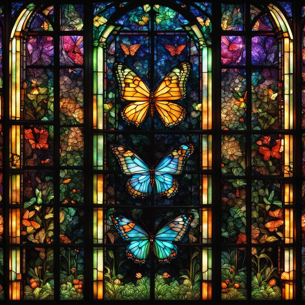 Wireframe Hologram of Stained Glass Windows