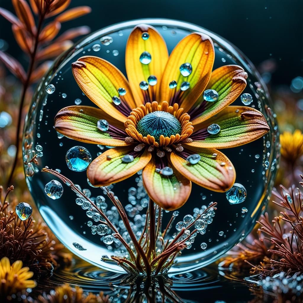 Bioluminescent Autumn Water Token with Diamond Droplet