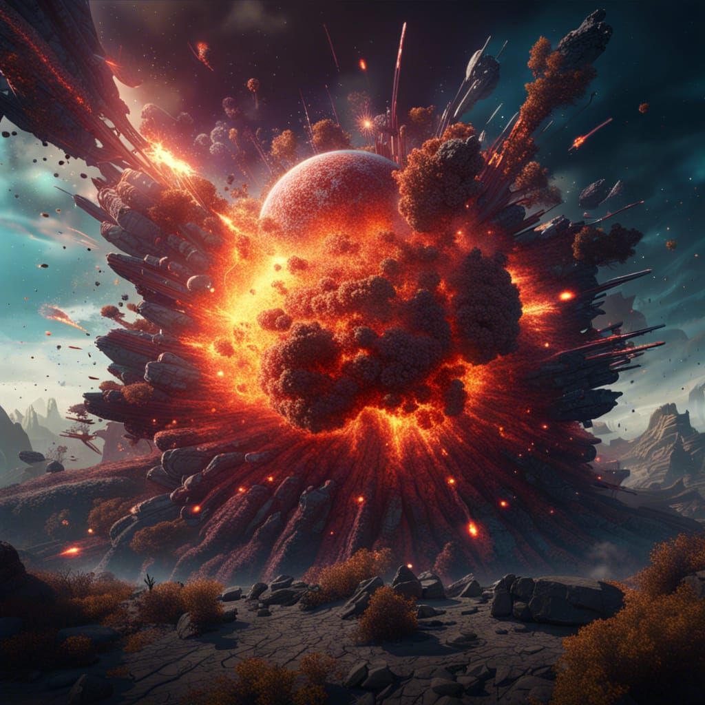 Exploding Planet: Detailed Matte Painting in Deep Color