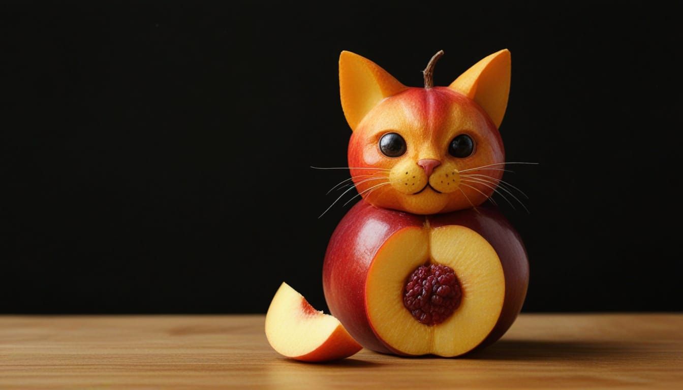 Fruit Cat in Vibrant Watercolor