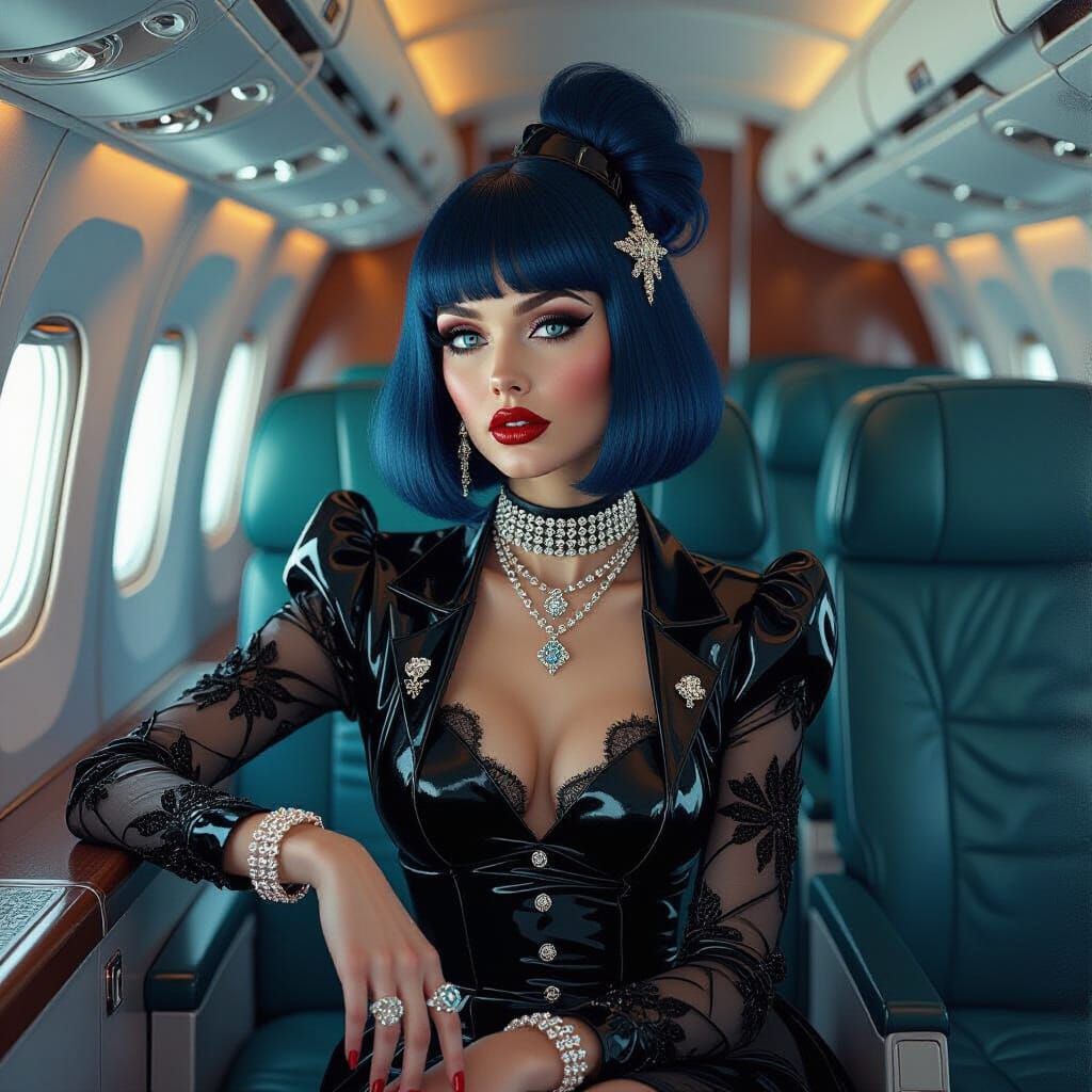 Gothic Dancer in Airplane: Neo-Impressionist Expressionism