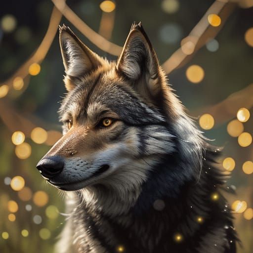 Wild Mexican Wolf Portrait in Vibrant Colors