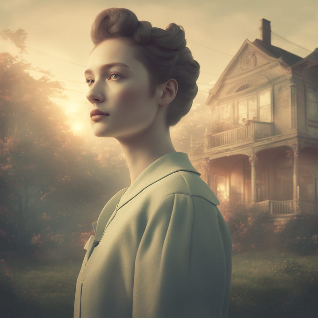 full colour old fashioned 1950s faded photograph