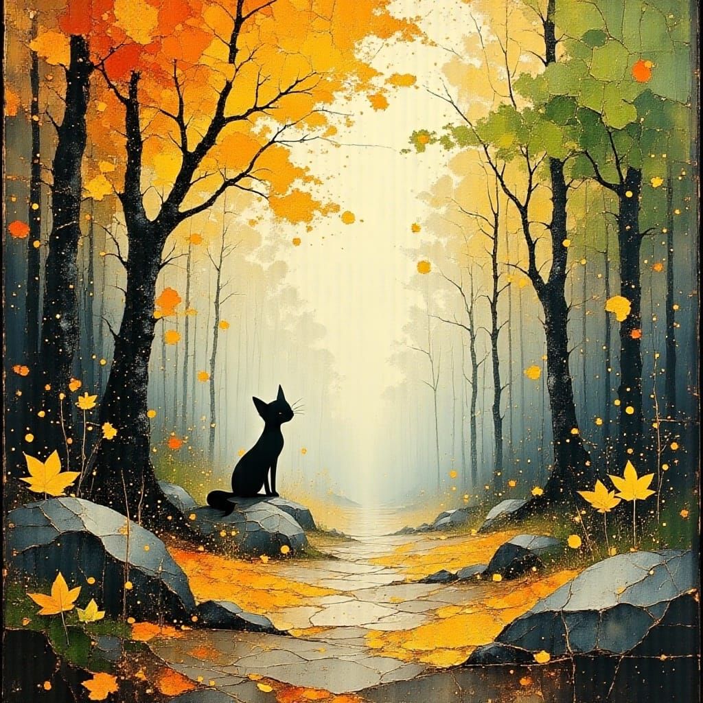 Ethereal Autumn Woodland With Fox Cub
