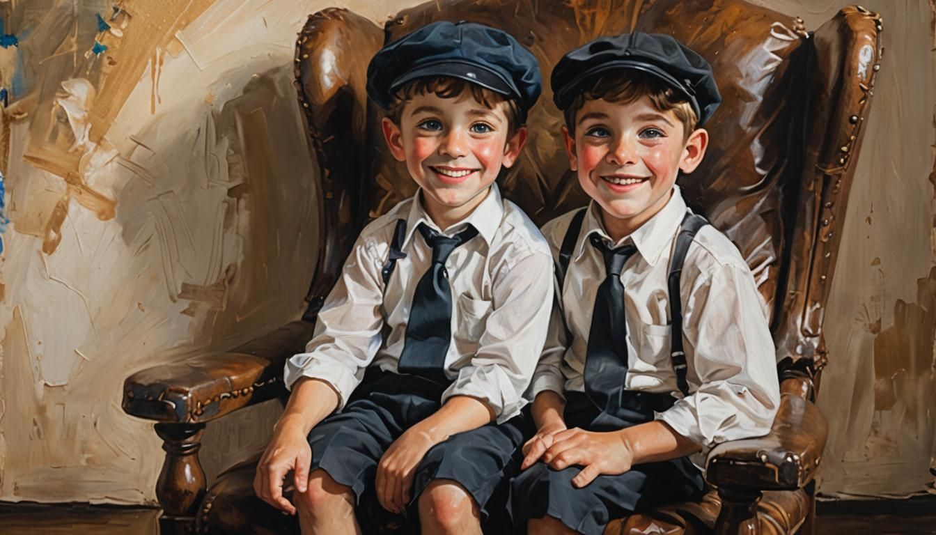 Whimsical Portrait of a Smiling Boy in Chagall Style