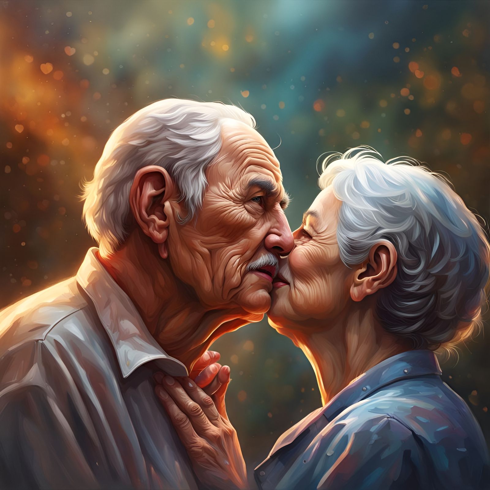 Kind Grandparents Sharing a Heart: Concept Art