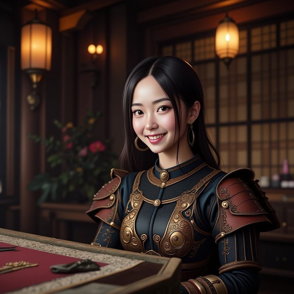 Cute Samurai Woman in Kurosawa Style