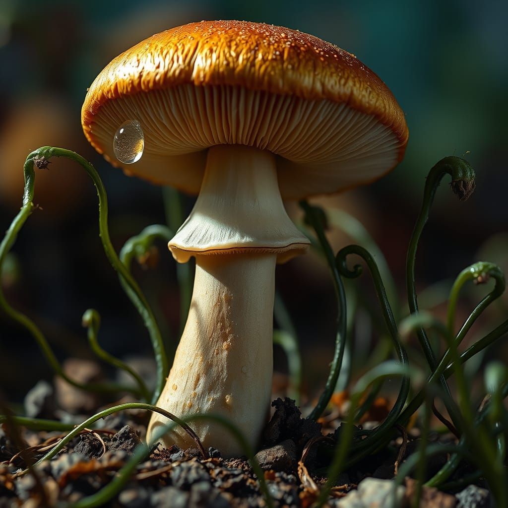 Vibrant Mushroom in Hyperrealistic Detail