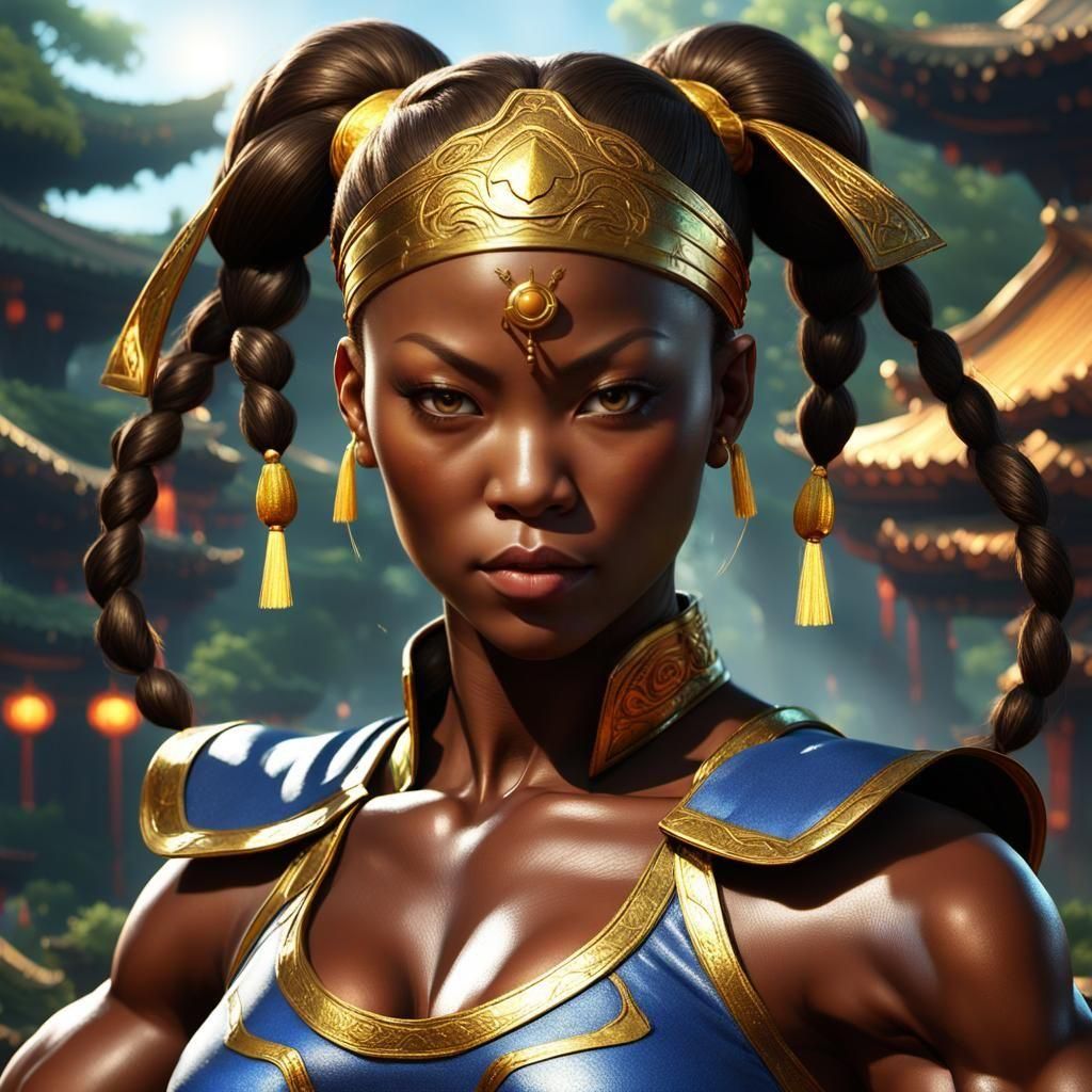 Chun Li as African-Chinese Shaolin Warrior in Graffiti Art