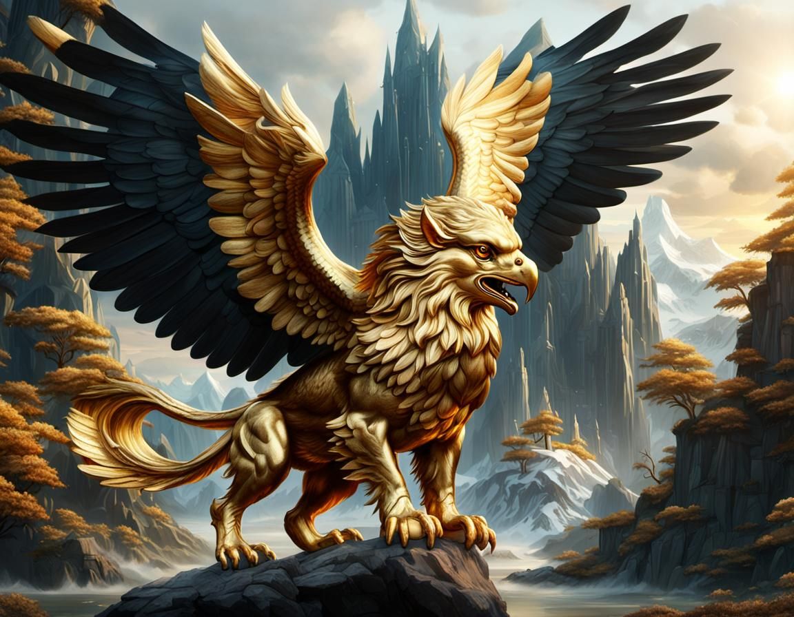 Golden Gryphon and Crystal: Digital Matte Painting
