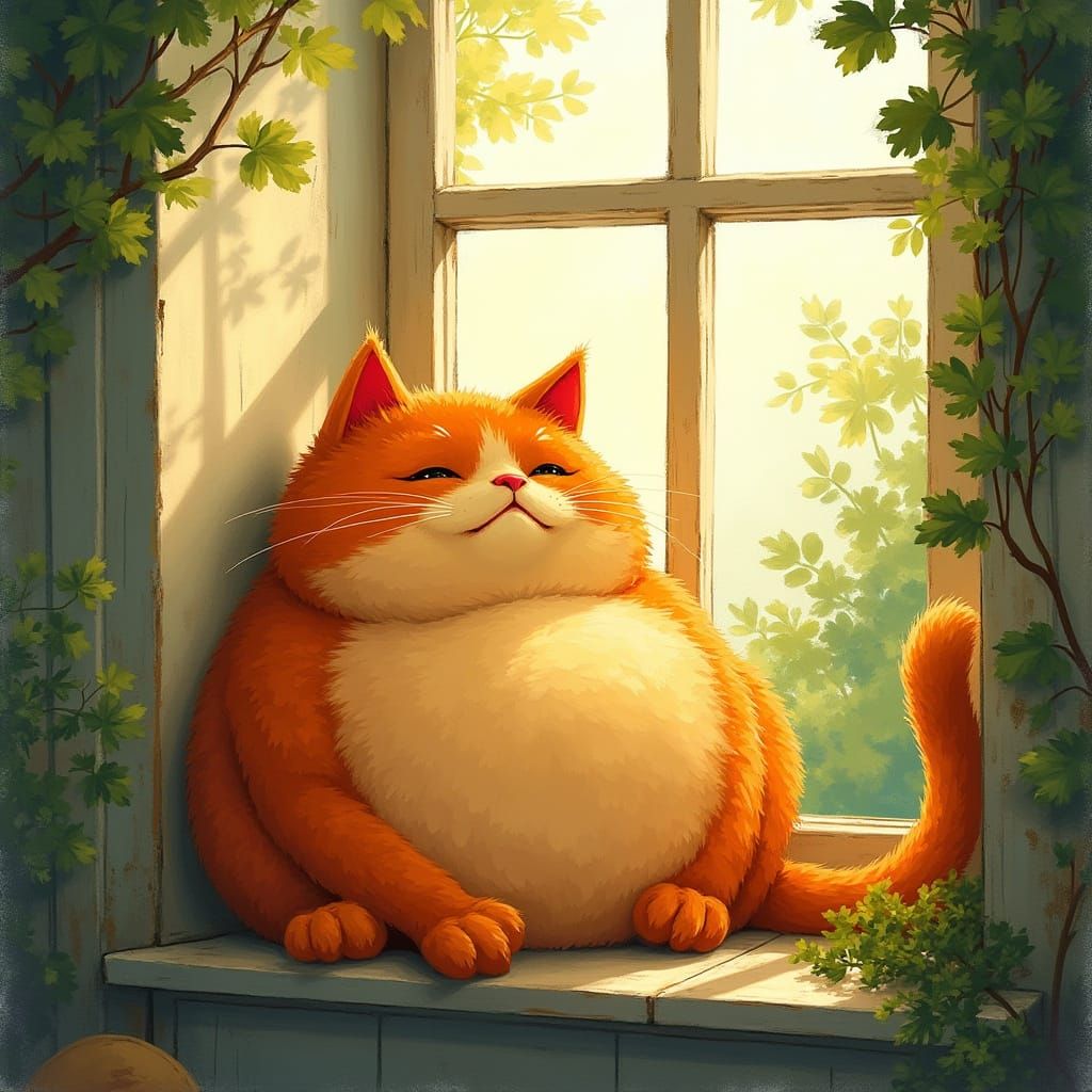 Vibrant Feline Portrait in Whimsical Style