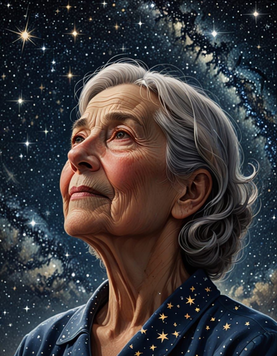 Stunning Starry Night Portrait of a Wise Woman