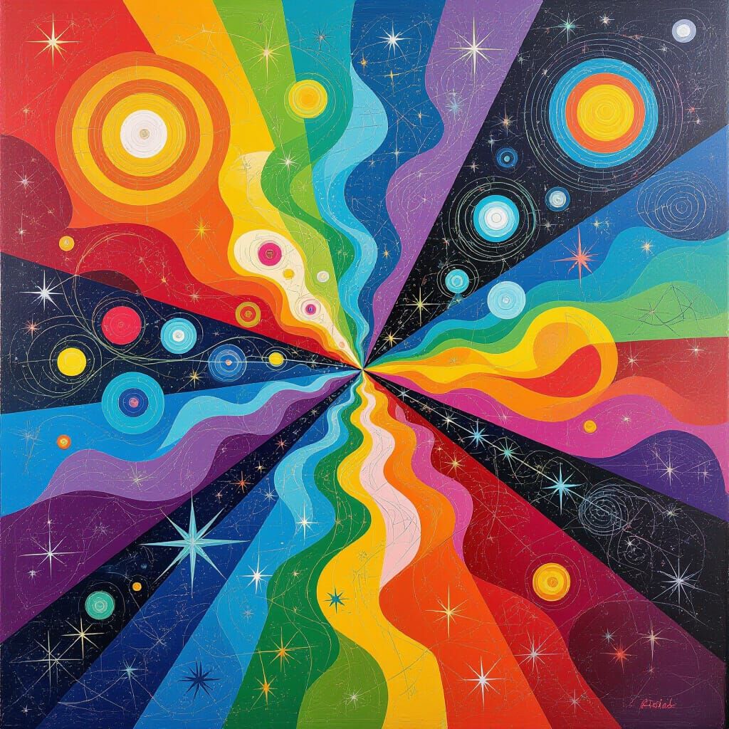 Vibrant Astral Circuitry in Scratch Art Style