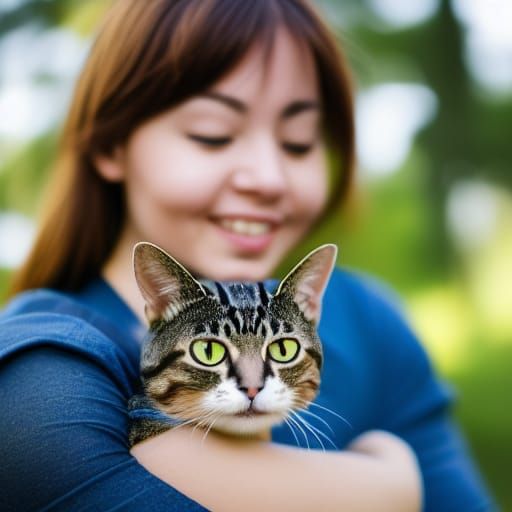 Person and Cat in Natural Light: Professional Photo