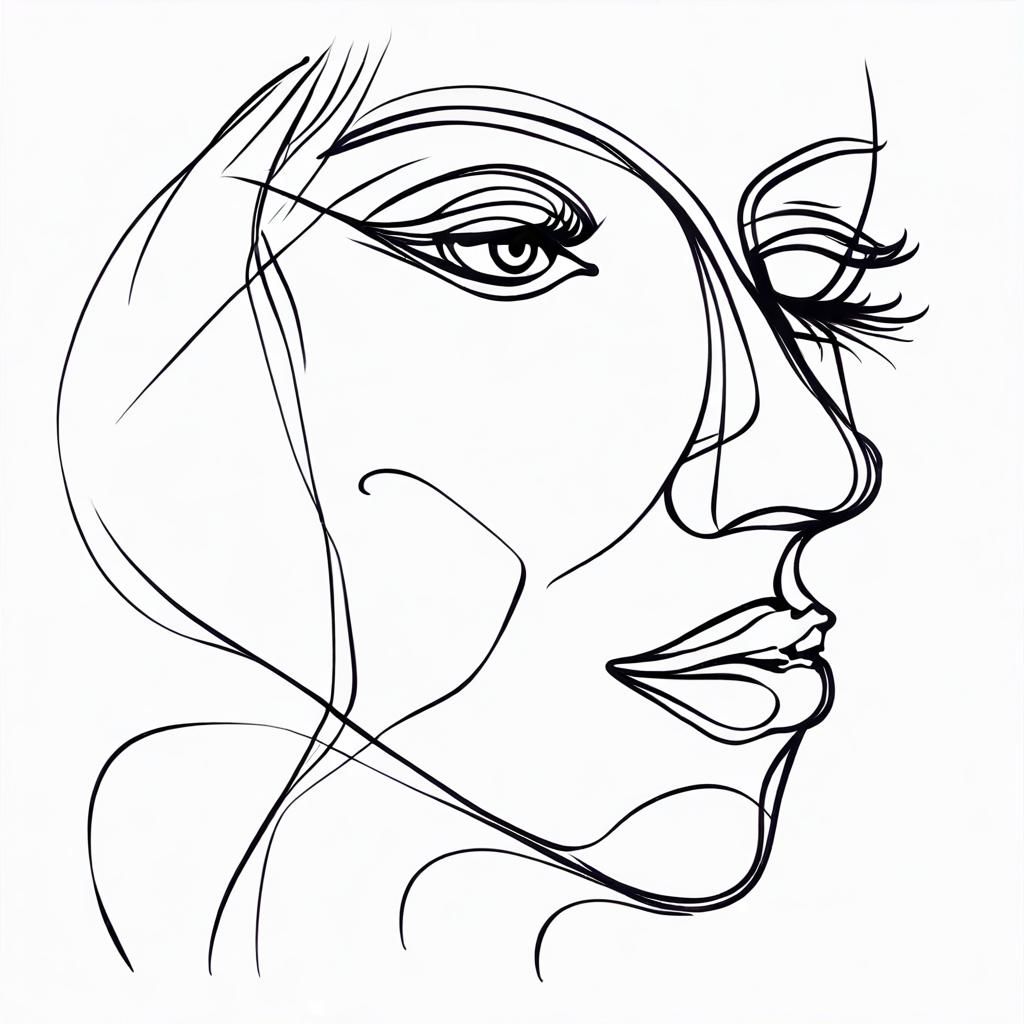 Minimalist Picasso-Style Silhouette of a Woman