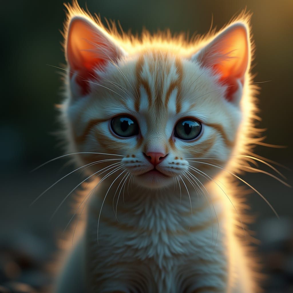 Tender Kitten with Soulful Eyes in Art Nouveau Style