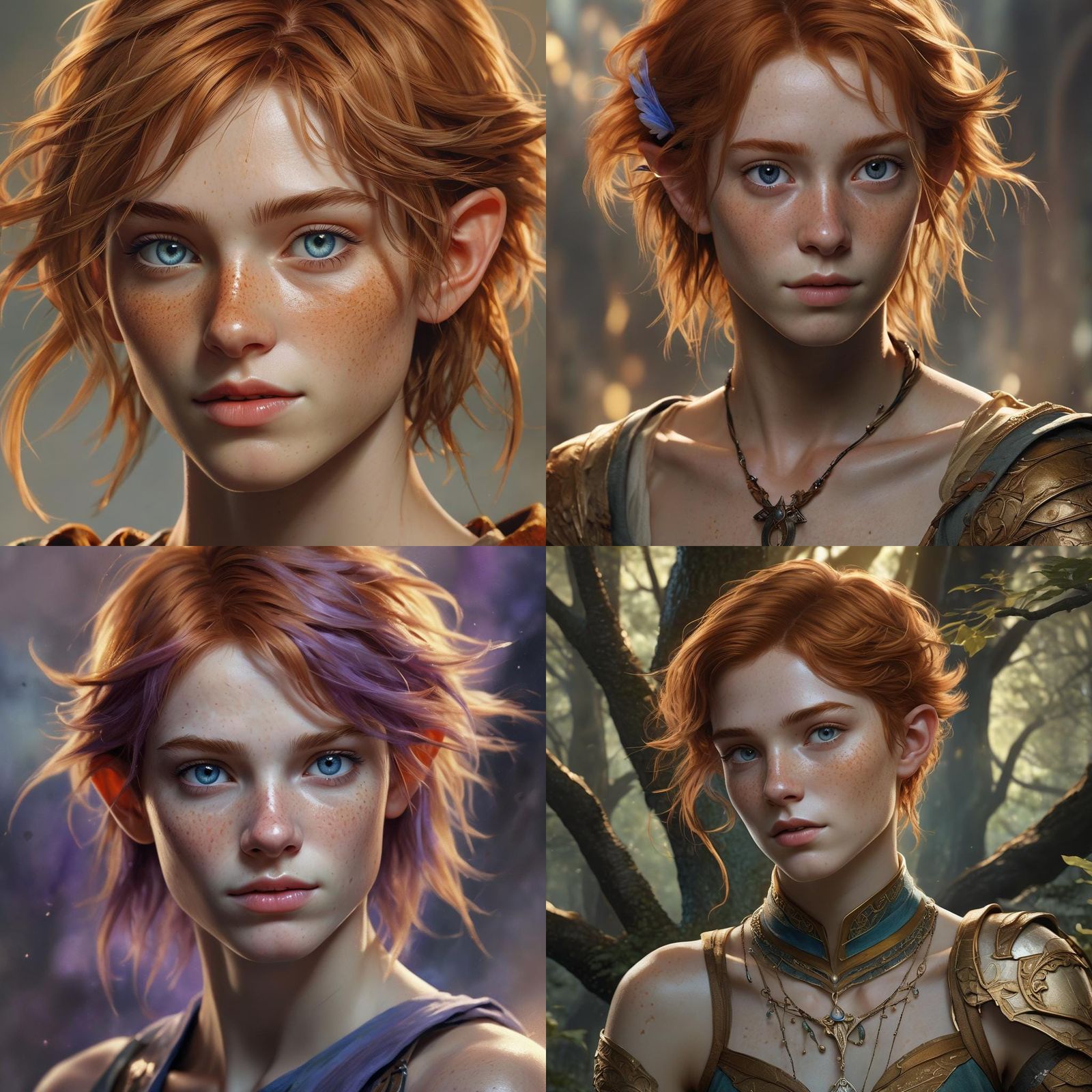 Androgynous High Elf Portrait with Freckles